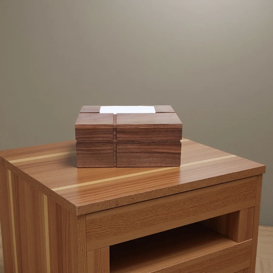 Wholesale Tissue Box Cross Texture Design Wooden Ornament Napkin Box Tissue Holders