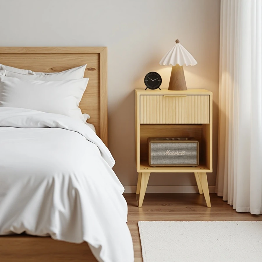 Wholesale Wooden Night Stand with Opening Storage, Wood Bedside Table with Drawer