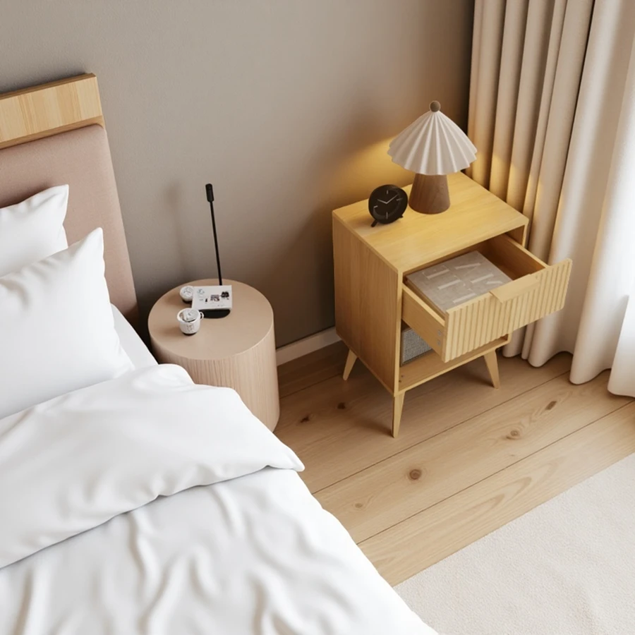 Wholesale Wooden Night Stand with Opening Storage, Wood Bedside Table with Drawer