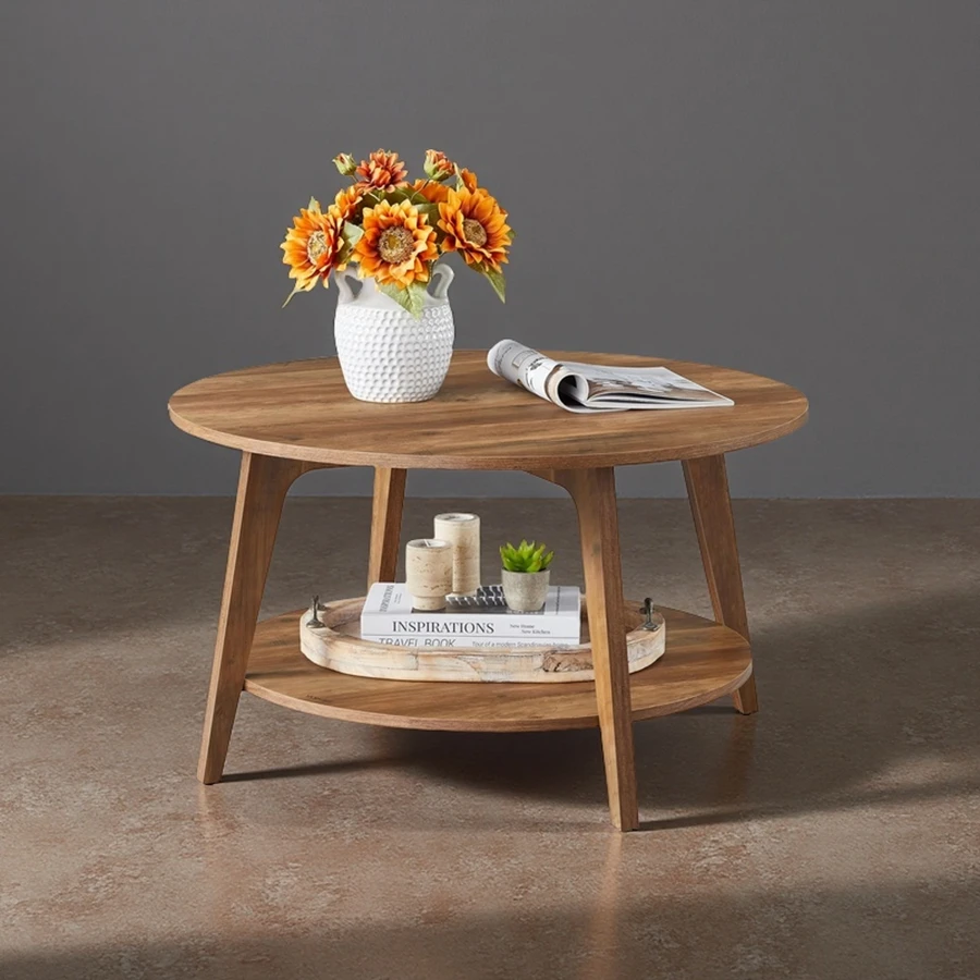 Wholesale Round Coffee Table, 2 Tier Coffee Table with Storage
