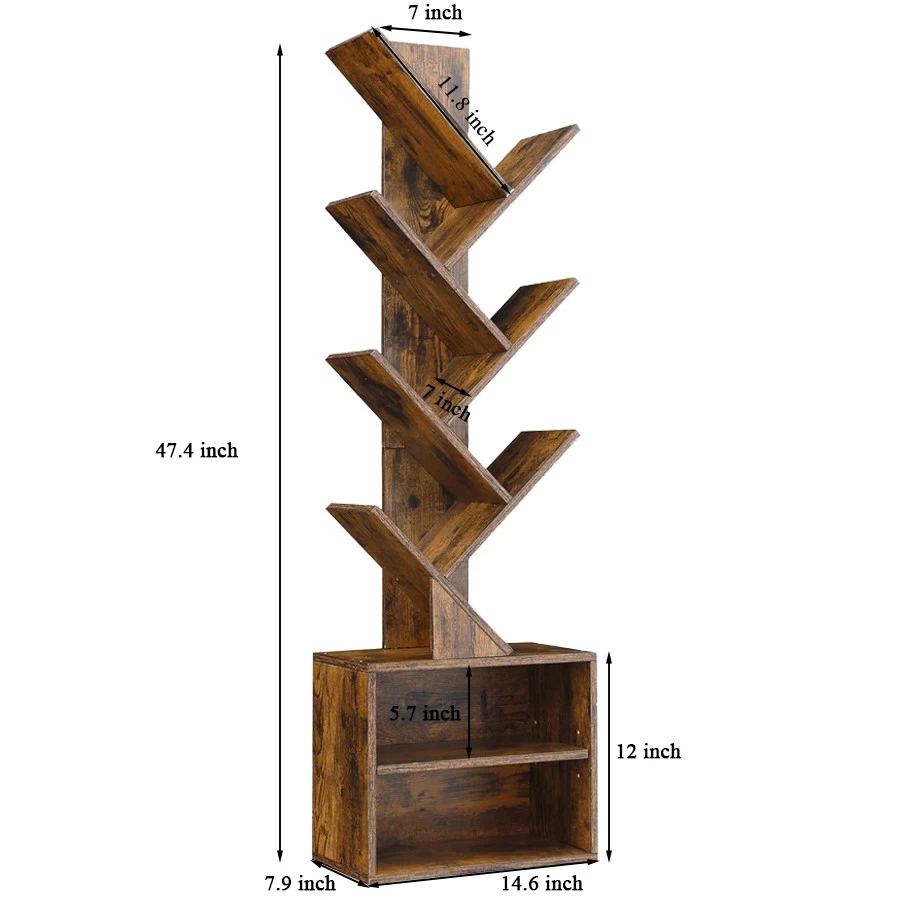 China Wholesale Tree Bookshelf Floor Standing Bookcase, Wood Book Storage Rack manufacturer