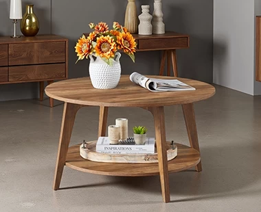 China Wholesale Round Coffee Table, 2 Tier Coffee Table with Storage manufacturer