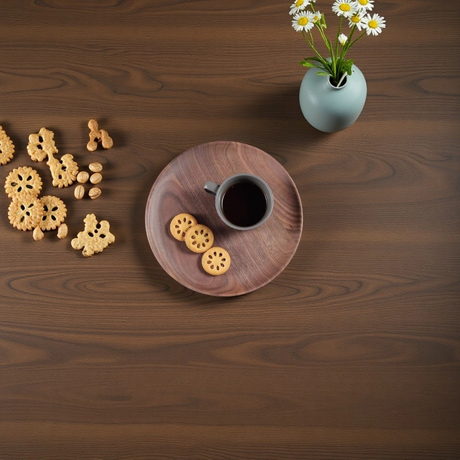 Wholesale Wooden Plate Black Walnut Tableware Round Wooden Tray