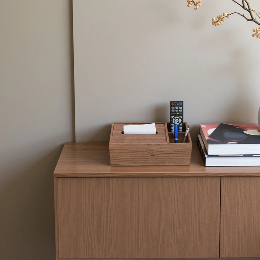 Wholesale Walnut Tissue Box Napkin Dispenser Desk Storage Box Container Desktop Supplies Organisers