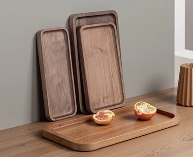 China Wholesale Wood Solid Walnut Wood Tray, Wooden Serving Plates, Solid Wood Small Rectangle Platter manufacturer