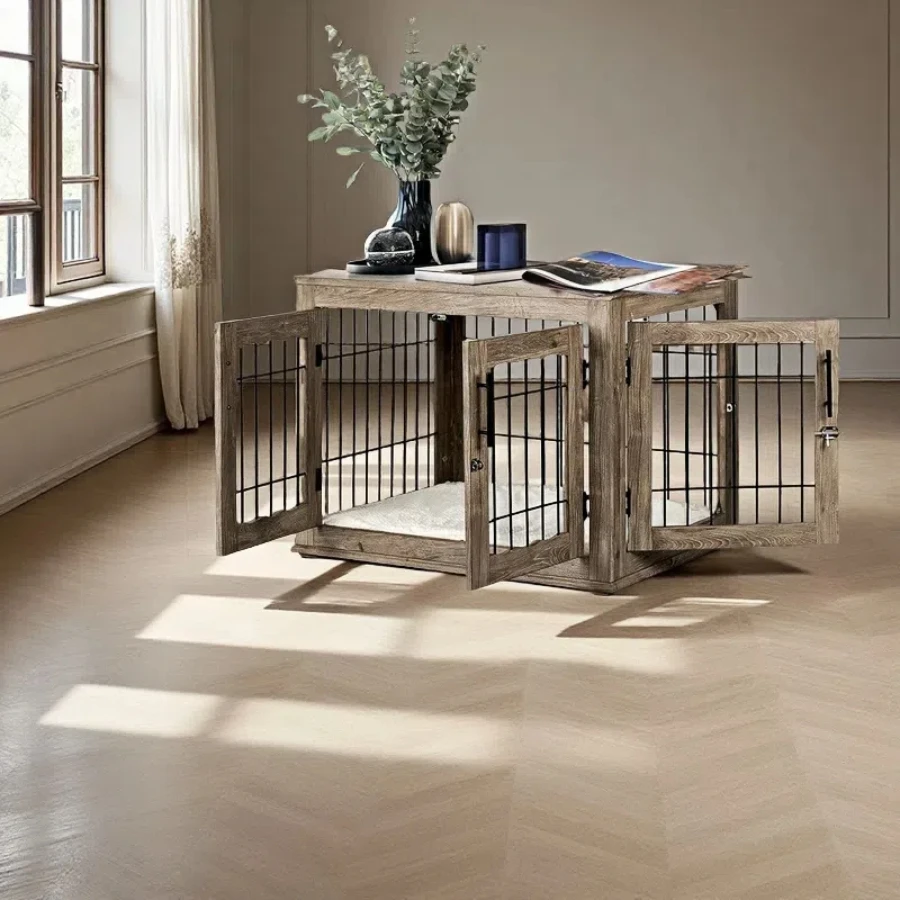 Wholesale Dog Crate Furniture, Wooden Dog Kennel Furniture, Wooden Dog Cage with 3 Doors