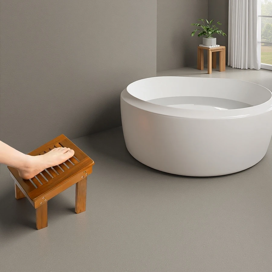 Wholesale Wood Shower Foot Stool, Sturdy Shower Foot Rest, Wooden Shower Foot Step for Bathroom