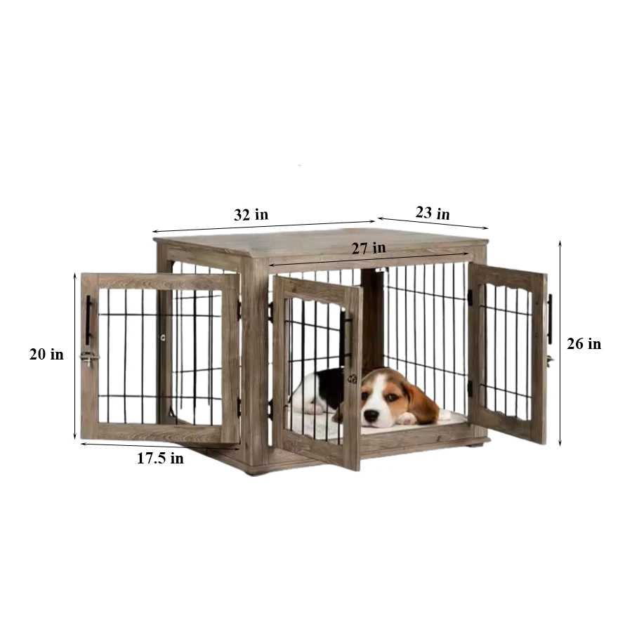Wholesale Dog Crate Furniture, Wooden Dog Kennel Furniture, Wooden Dog Cage with 3 Doors