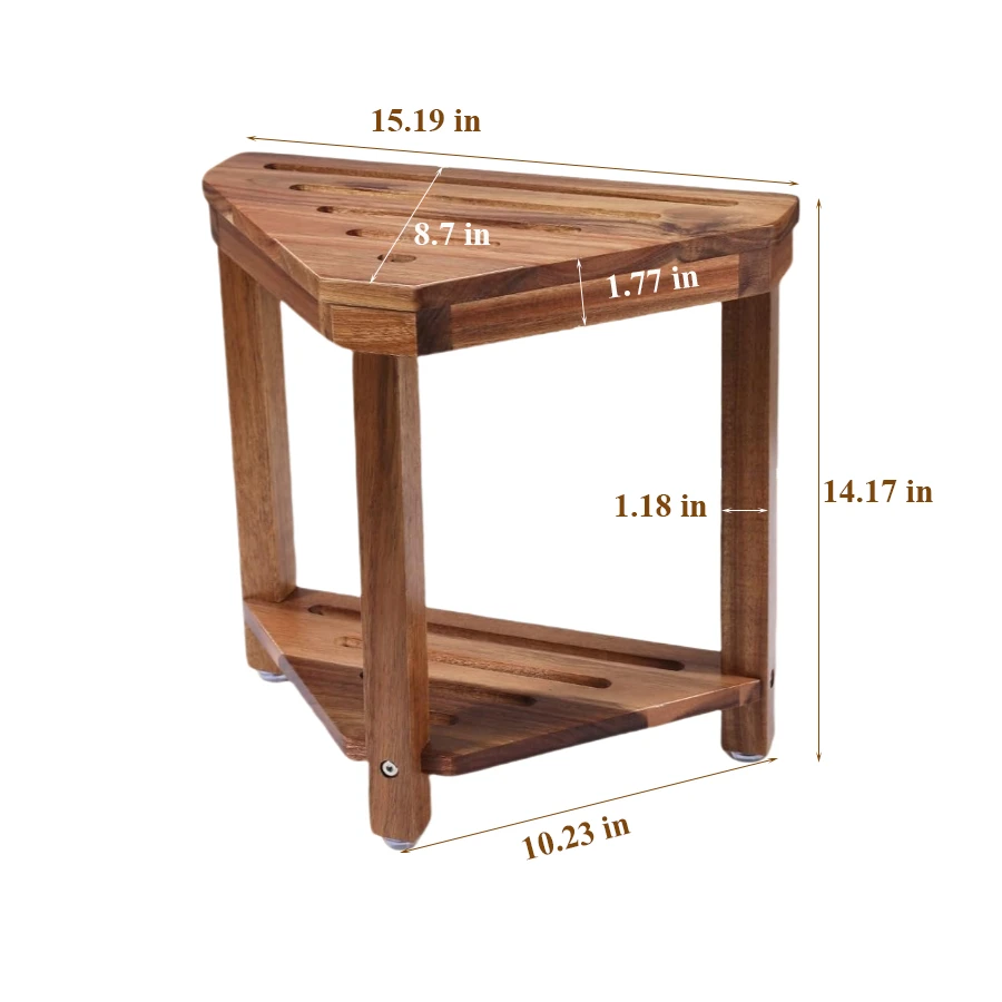 Wholesale Shower Stool, Acacia Wood Foot Rest, Shower Stool with Storage Shelf