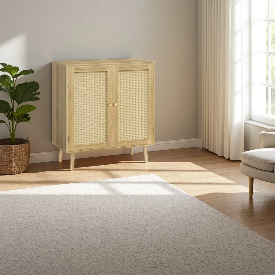 Wholesale Storage Cabinet, Sideboard Buffet Cabinets with Storage, Storage Cabinet with Rattan Decor Doors