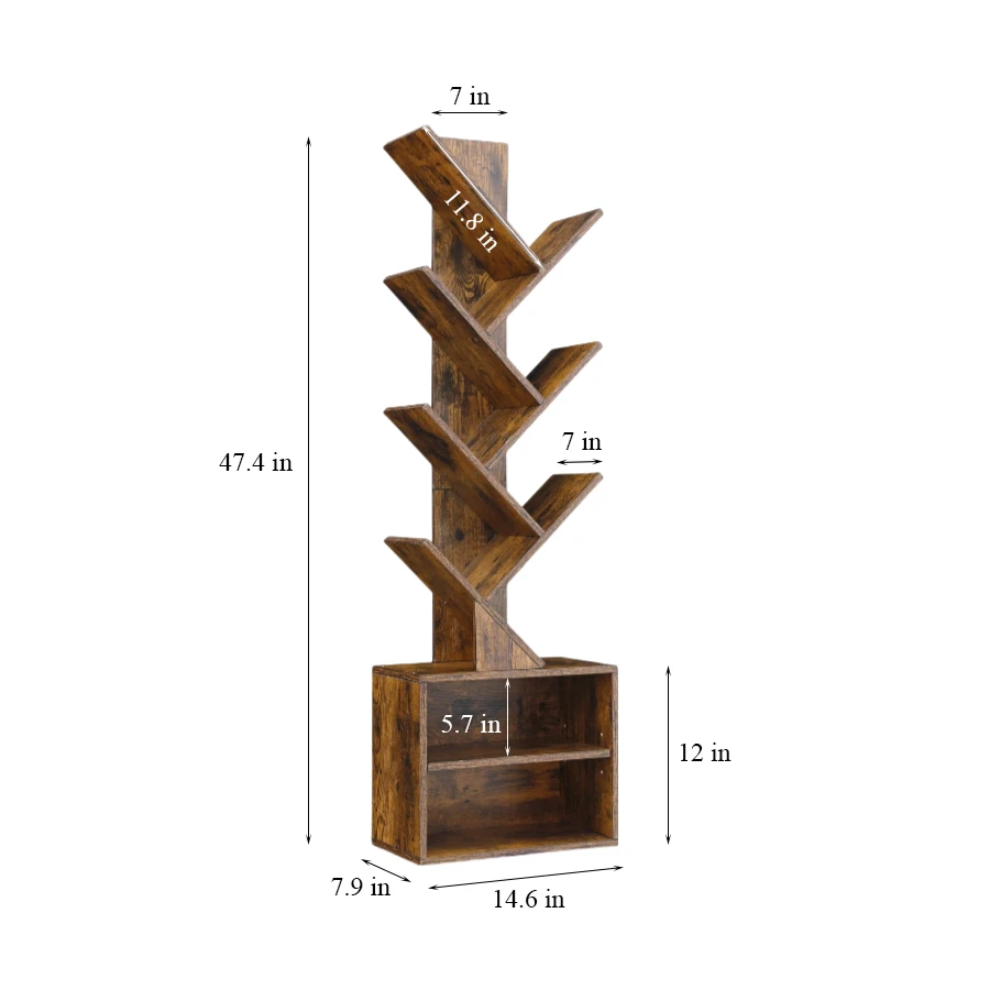 Wholesale Tree Bookshelf Floor Standing Bookcase, Wood Book Storage Rack