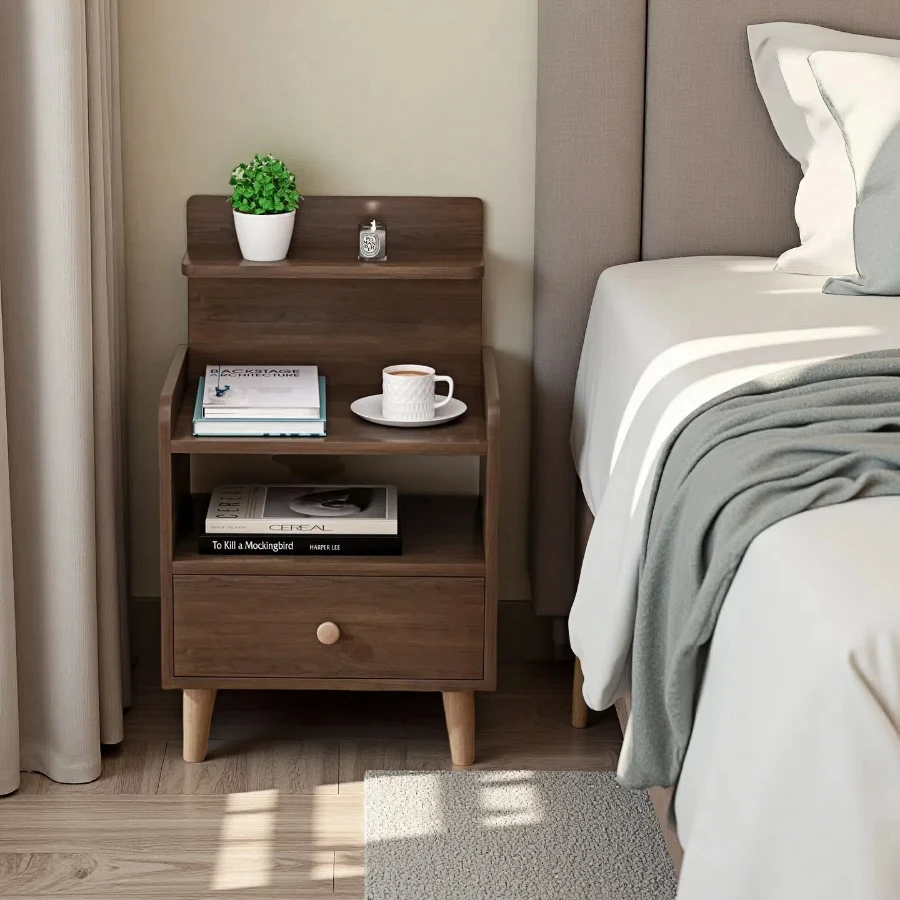 Wholesale Night Stand, Wood Bedside Tables with Drawers and Storage Shelves