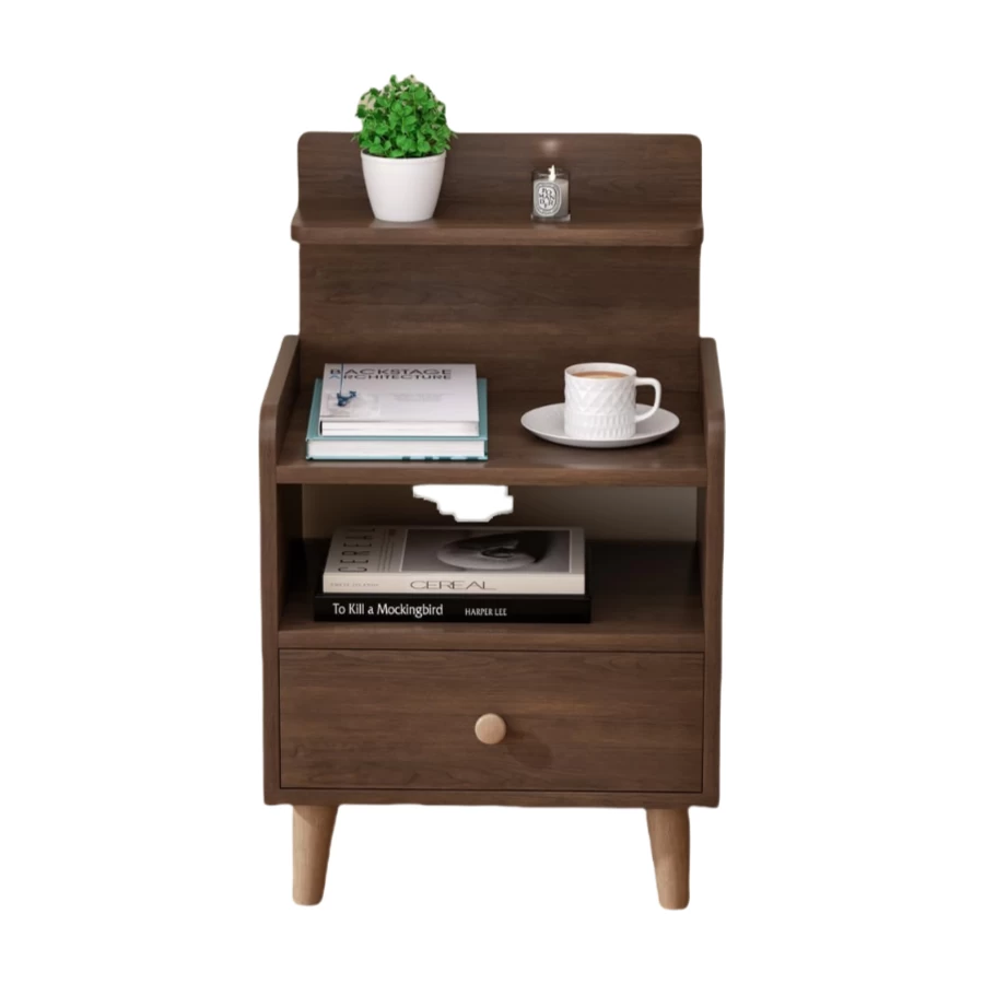China Wholesale Night Stand, Wood Bedside Tables with Drawers and Storage Shelves manufacturer