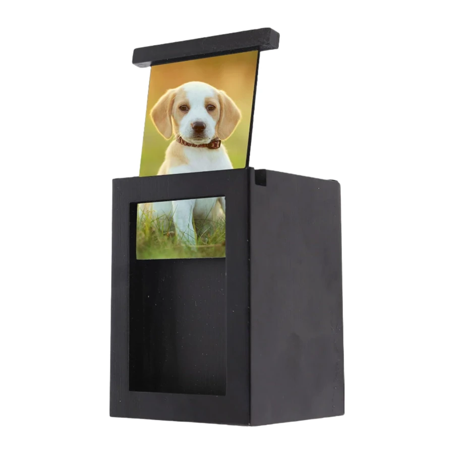 Custom Wooden Pet Memorial Urn with Photo Frame – Personalized Dog Ashes Urn