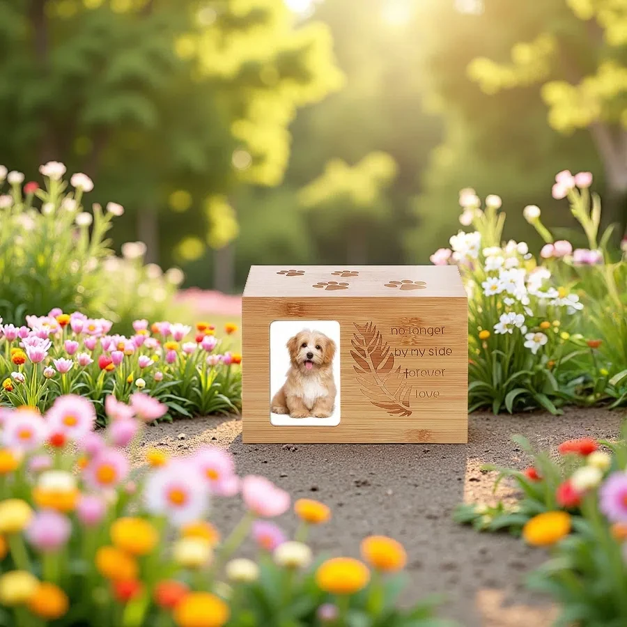 Custom Wooden Pet Urn | Personalized Memorial for Dogs & Cats Ashes, Engraved Keepsake Urn