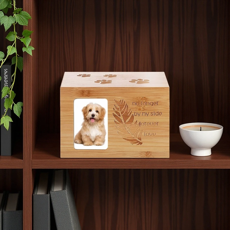 Custom Wooden Pet Urn | Personalized Memorial for Dogs & Cats Ashes, Engraved Keepsake Urn