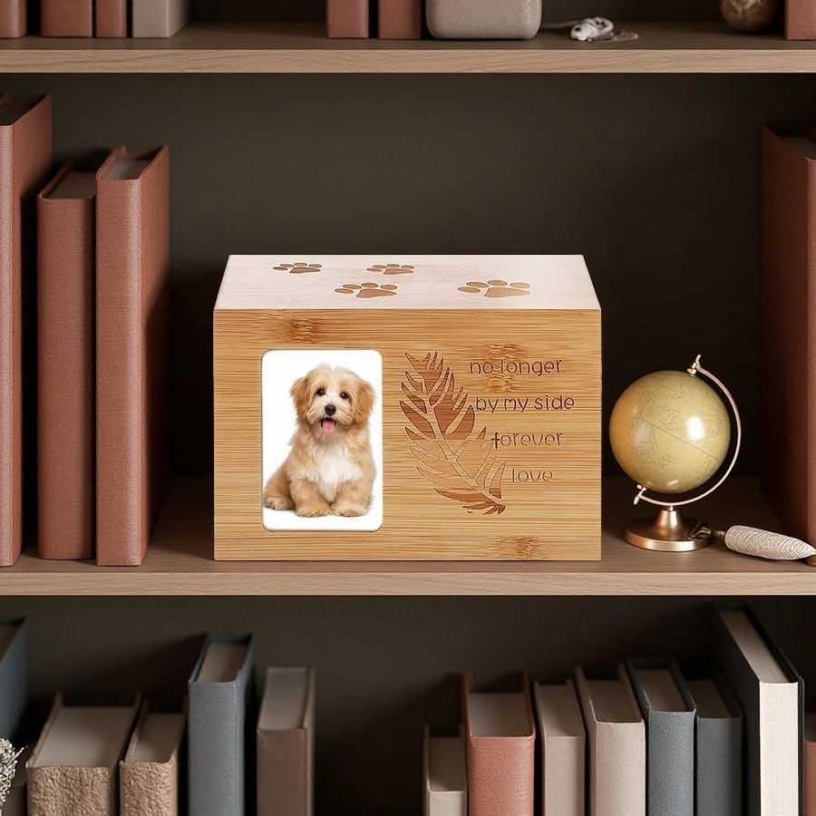 Custom Wooden Pet Urn | Personalized Memorial for Dogs & Cats Ashes, Engraved Keepsake Urn