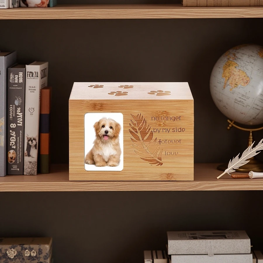 Custom Wooden Pet Urn | Personalized Memorial for Dogs & Cats Ashes, Engraved Keepsake Urn