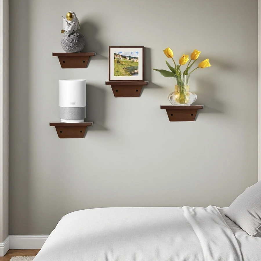 Wholesale Rustic Small Floating Shelves, Easy - Install Solid Wood Wall Shelf for Space Saving