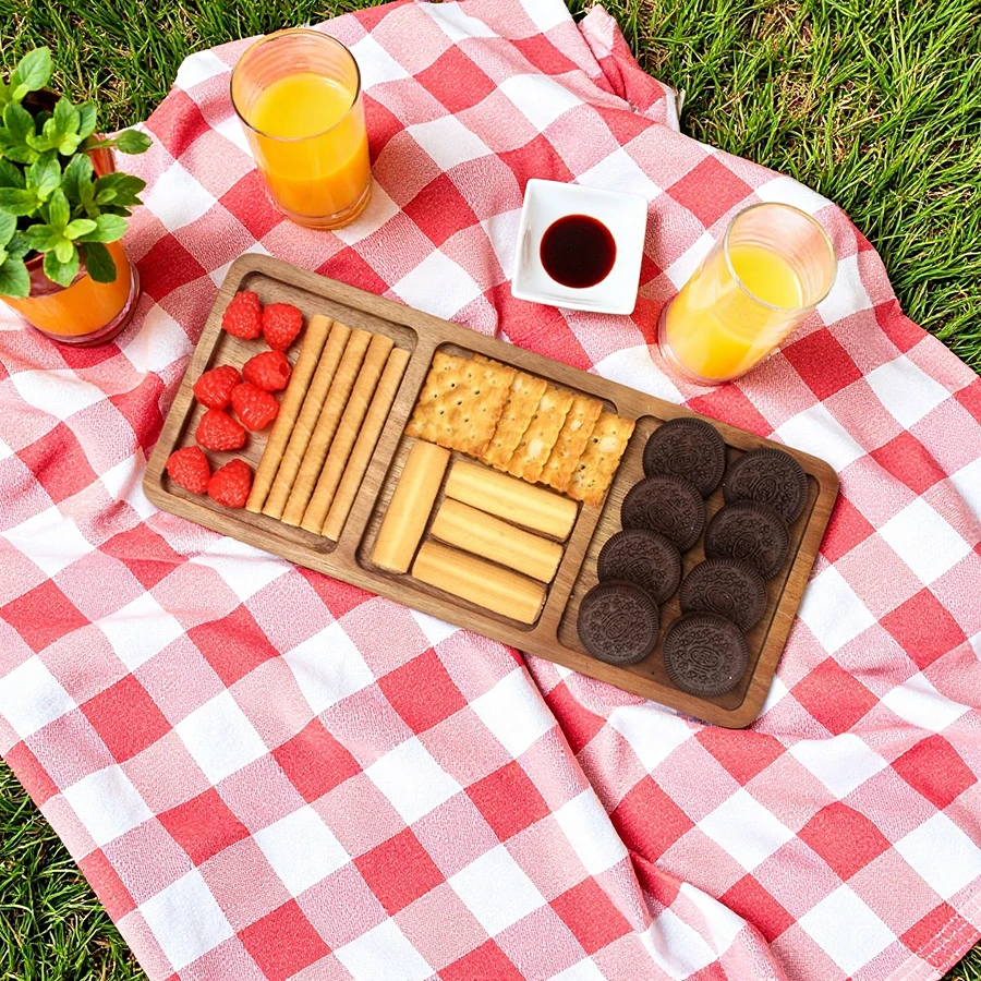 Custom Acacia Wood Tray Christmas Cookies Platters Serving Tray for Party