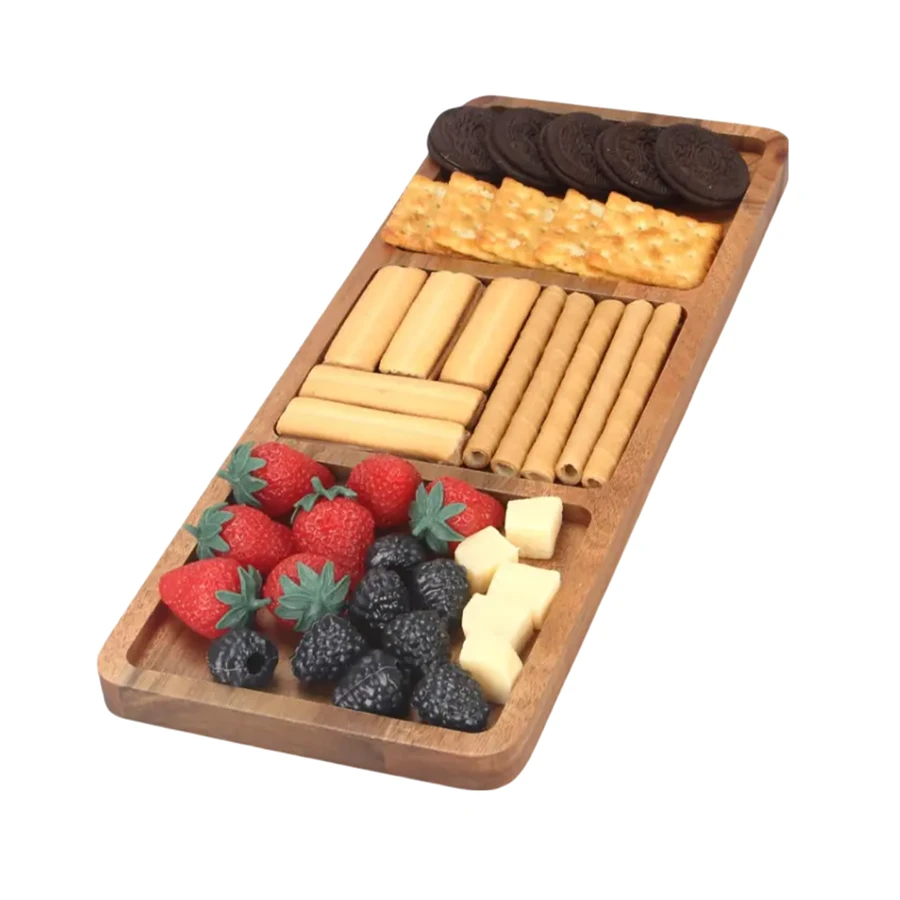 Custom Acacia Wood Tray Christmas Cookies Platters Serving Tray for Party