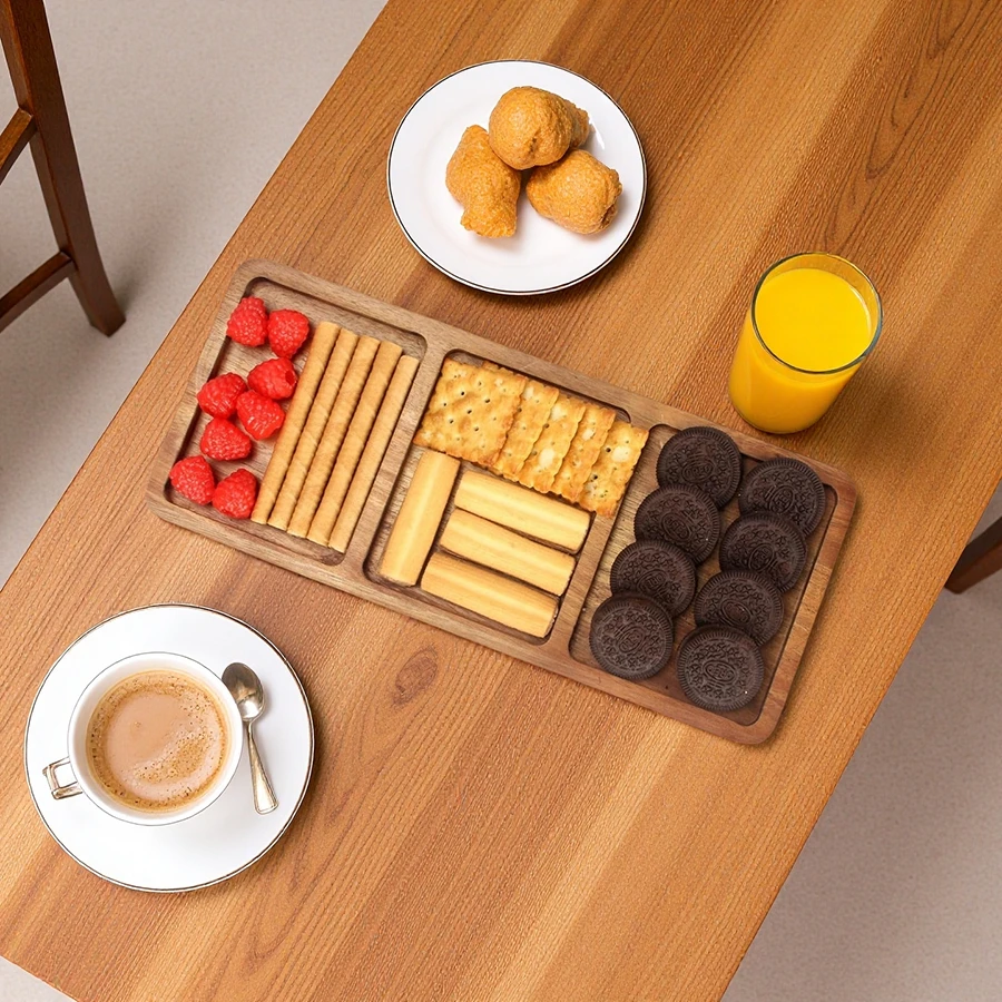 Custom Acacia Wood Tray Christmas Cookies Platters Serving Tray for Party