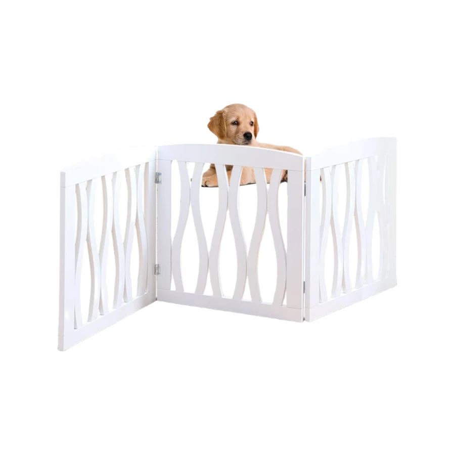 Wholesale Wooden Pet Gate, Foldable and Freestanding, Wooden Pet Fence for Stairs Hallways Doorways