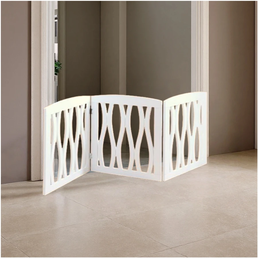 Wholesale Wooden Pet Gate, Foldable and Freestanding, Wooden Pet Fence for Stairs Hallways Doorways