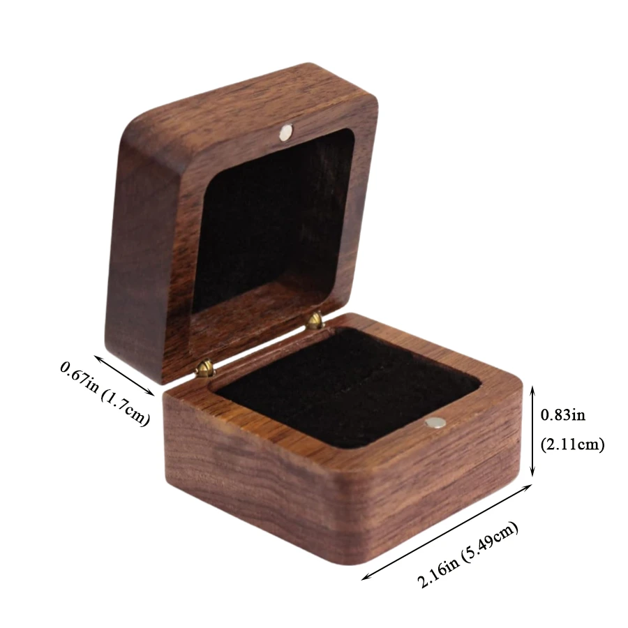 Wholesale Personalized Wooden Ring Box, Square Ring Holder Box with Single Slot