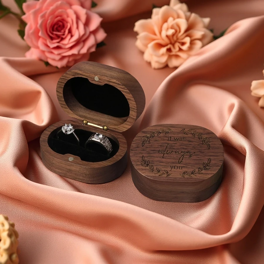 Wholesale Wooden Ring Box Wedding Ring Box for Proposal, Handmade Wooden Ring Storage Box