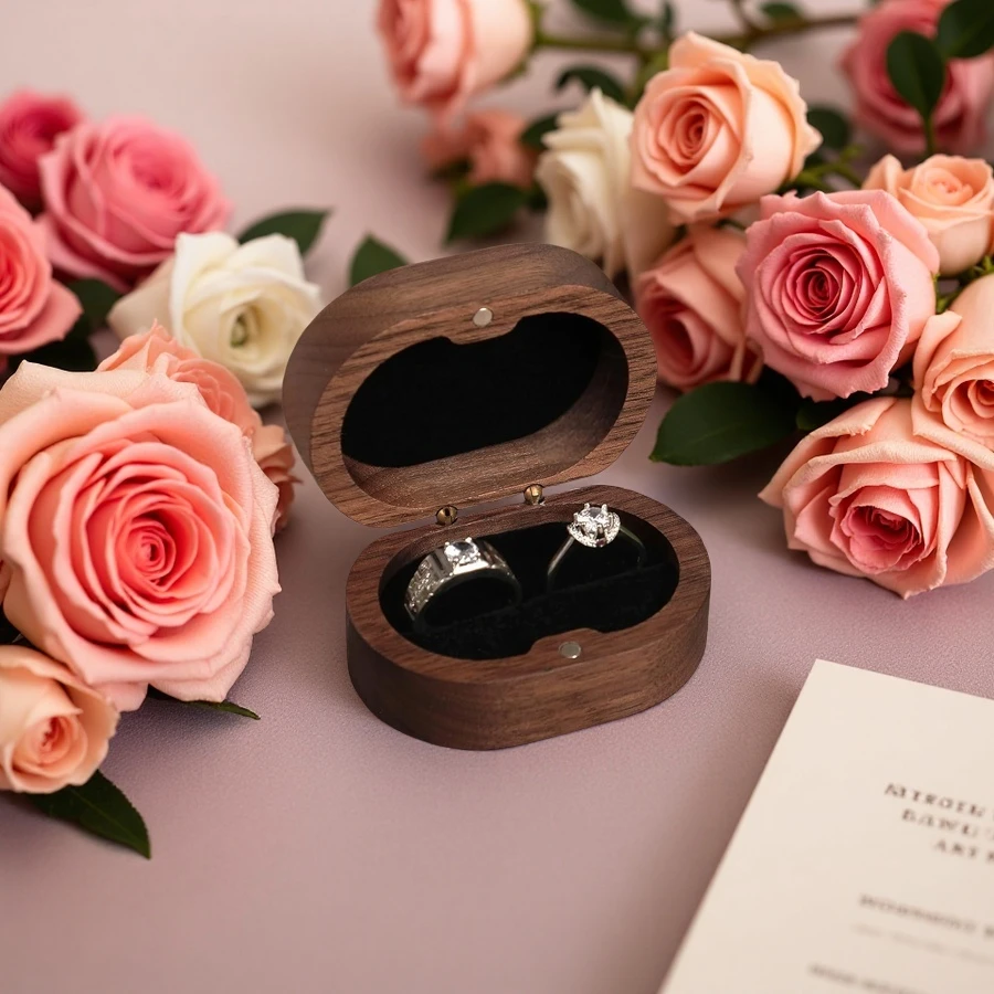 Wholesale Wooden Ring Box Wedding Ring Box for Proposal, Handmade Wooden Ring Storage Box