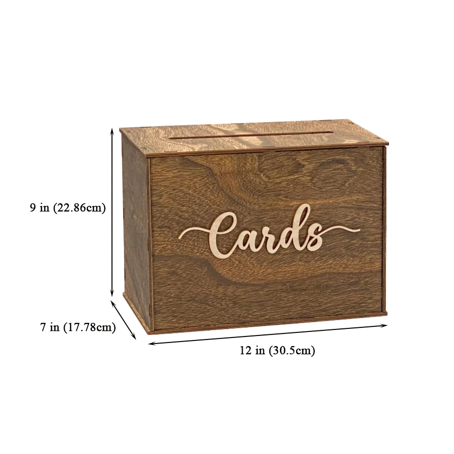 Custom Wooden Wedding Card Box for Reception - Birthday Party Card Holder with Personalized Engraving