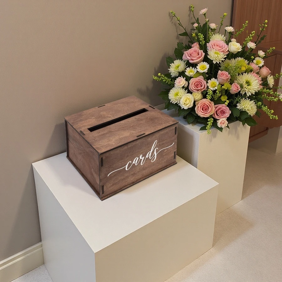 Custom Wooden Wedding Card Box with Slot, for Wedding Gifts & Money