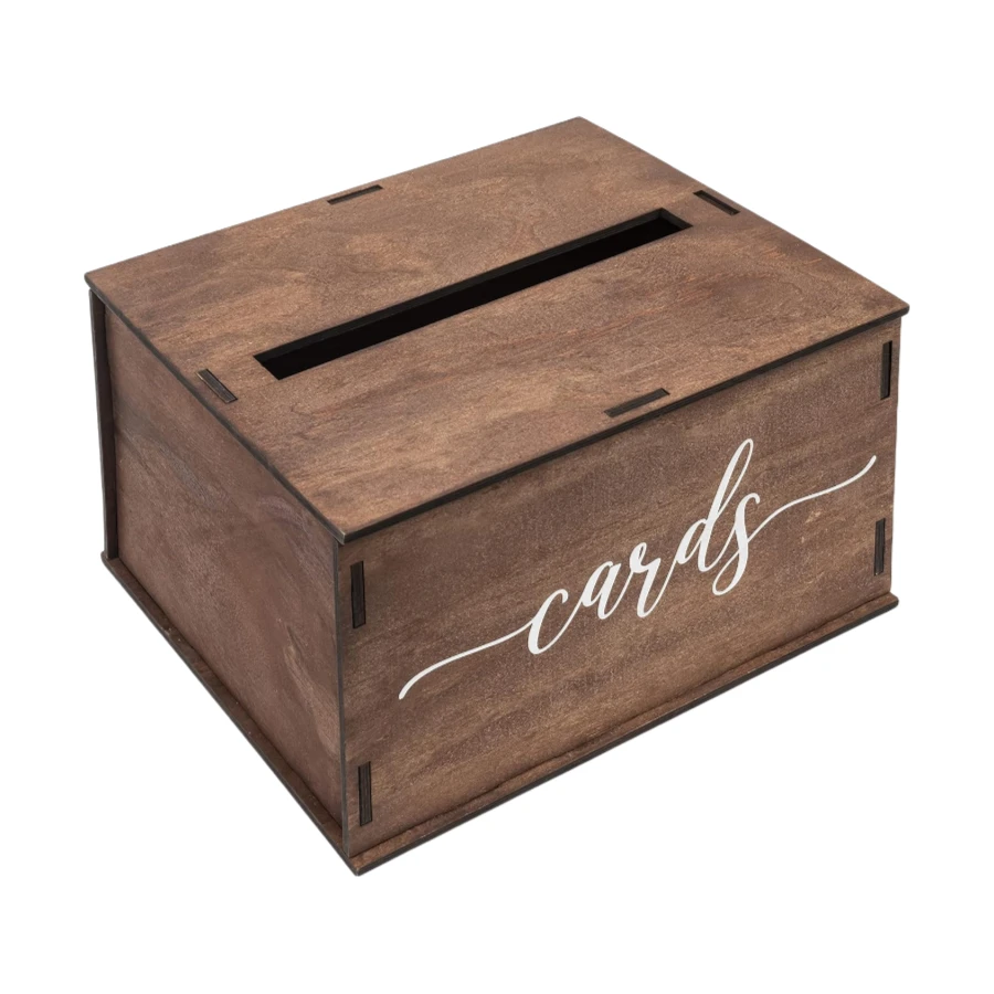 Custom Wooden Wedding Card Box with Slot, for Wedding Gifts & Money