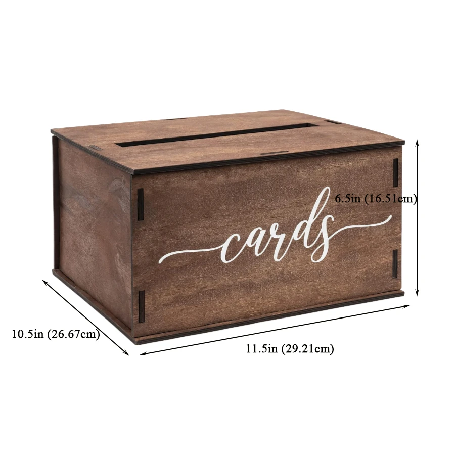 Custom Wooden Wedding Card Box with Slot, for Wedding Gifts & Money
