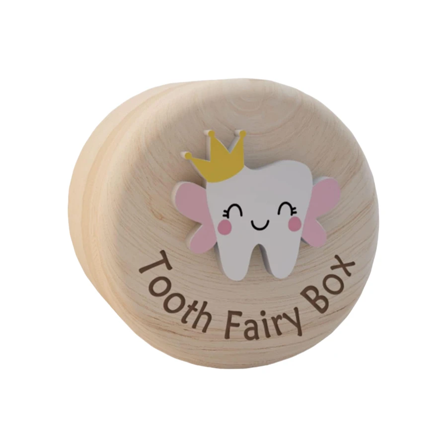 Wholesale Wooden Tooth Fairy Box, Personalized Round Wooden Baby Teeth Box