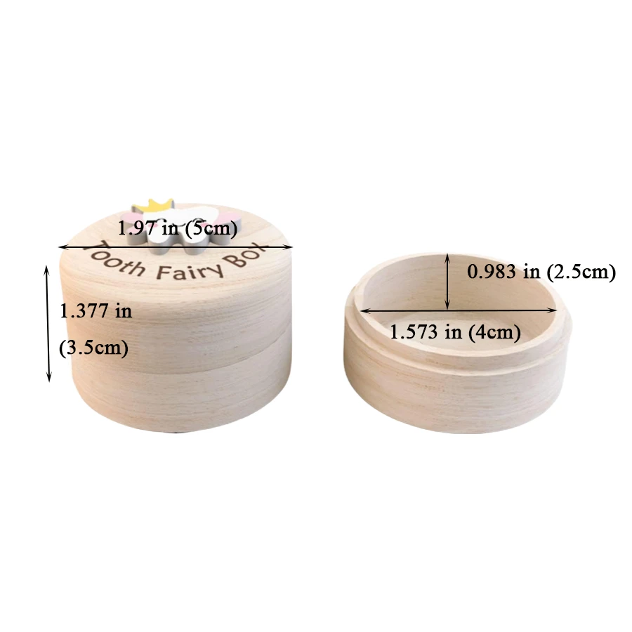 Wholesale Wooden Tooth Fairy Box, Personalized Round Wooden Baby Teeth Box