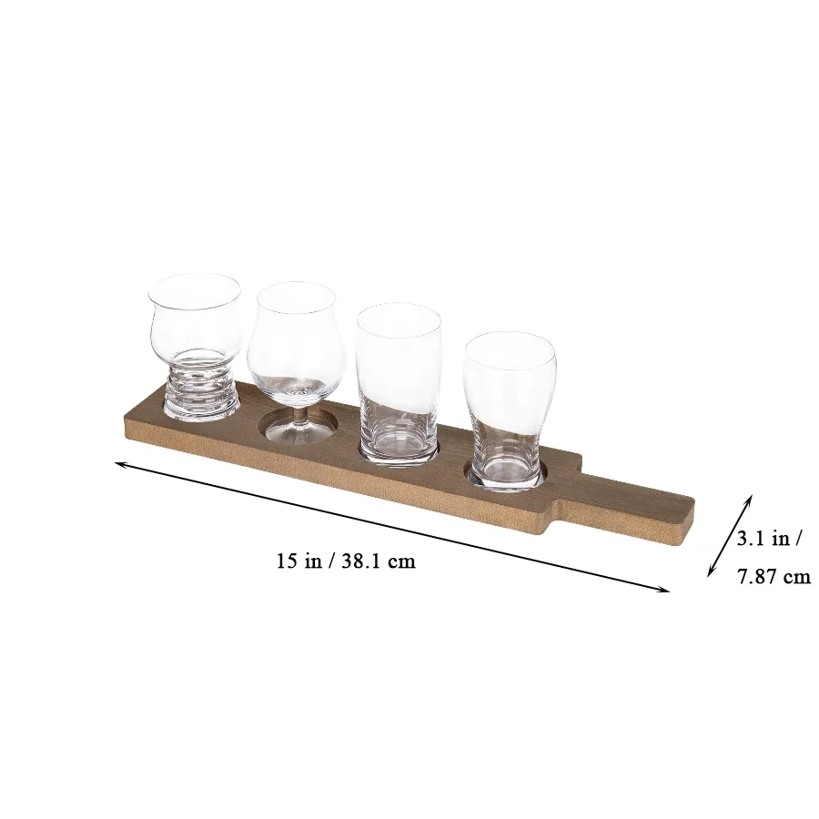 Wholesale Rustic Wooden Tray Brown Solid Wood Beer Cup Holder