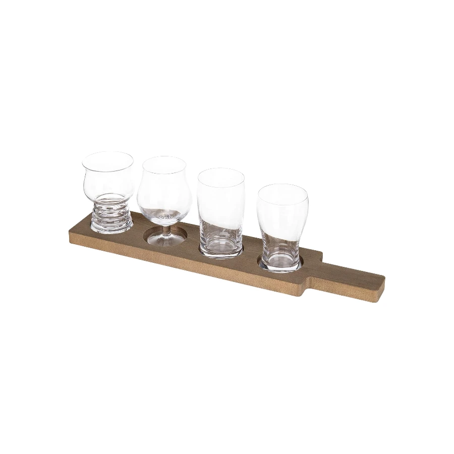 Wholesale Rustic Wooden Tray Brown Solid Wood Beer Cup Holder