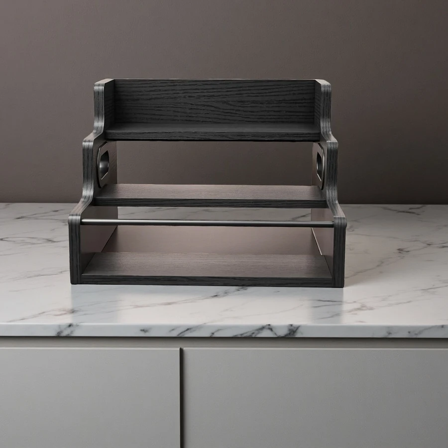 Wholesale Liquor Bottle Display Shelf, Coffee Storage Organizer, 3 Step Countertop Liquor Wine Rack