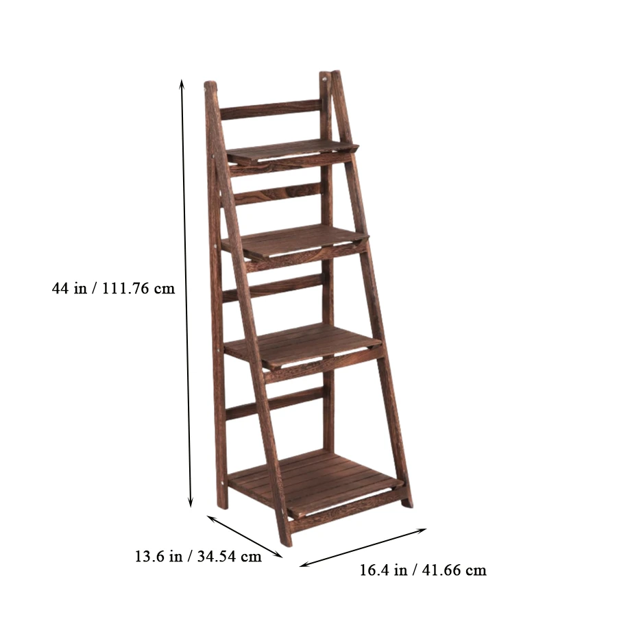 Wholesale 4-Tier Foldable Wooden Ladder Plant Stand - Indoor Outdoor Multi-Use Shelf