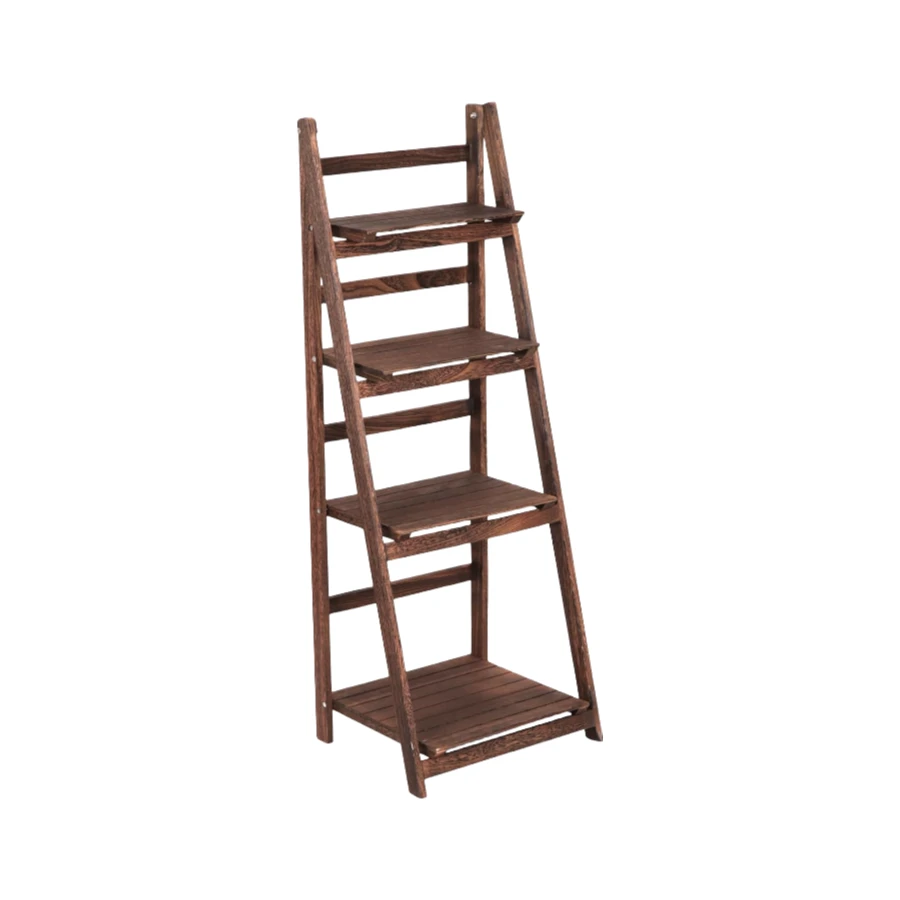 Wholesale 4-Tier Foldable Wooden Ladder Plant Stand - Indoor Outdoor Multi-Use Shelf