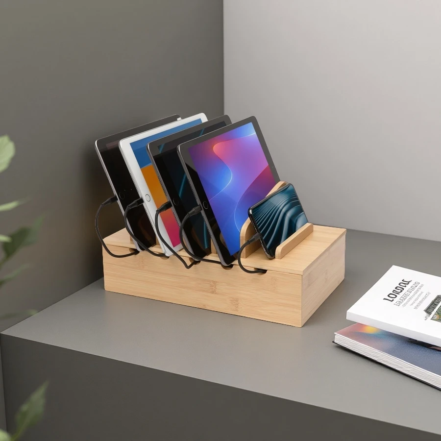 Wholesale Wooden Charging Station Organizer for Phones, Tablets and Laptops