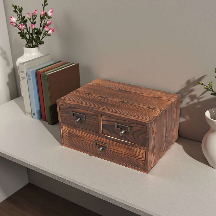 Wholesale Wooden Desk Organizer, Wood Desktop Storage Cabinet with 3 Drawers