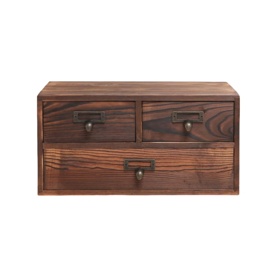 Wholesale Wooden Desk Organizer, Wood Desktop Storage Cabinet with 3 Drawers