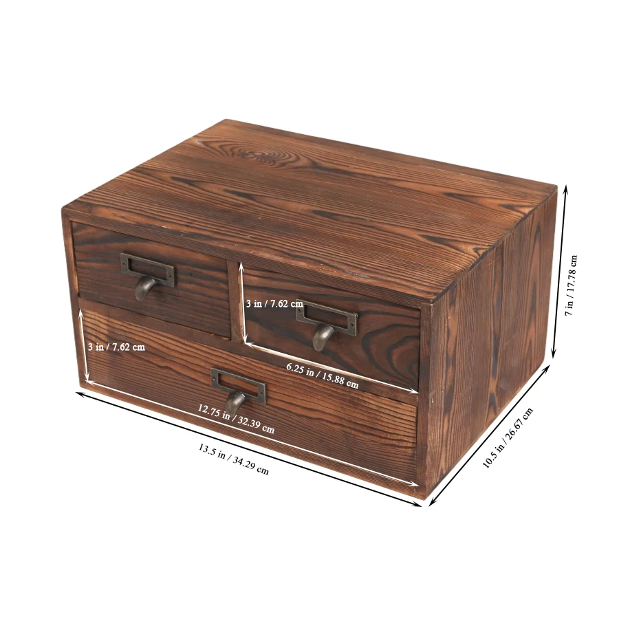 Wholesale Wooden Desk Organizer, Wood Desktop Storage Cabinet with 3 Drawers