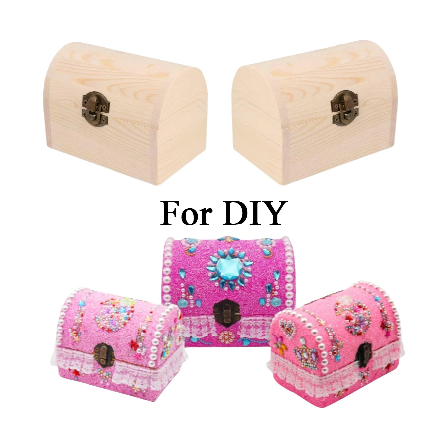 Wholesale Plain Unfinished Wood Box for DIY, Unpainted Wooden Jewelry Box