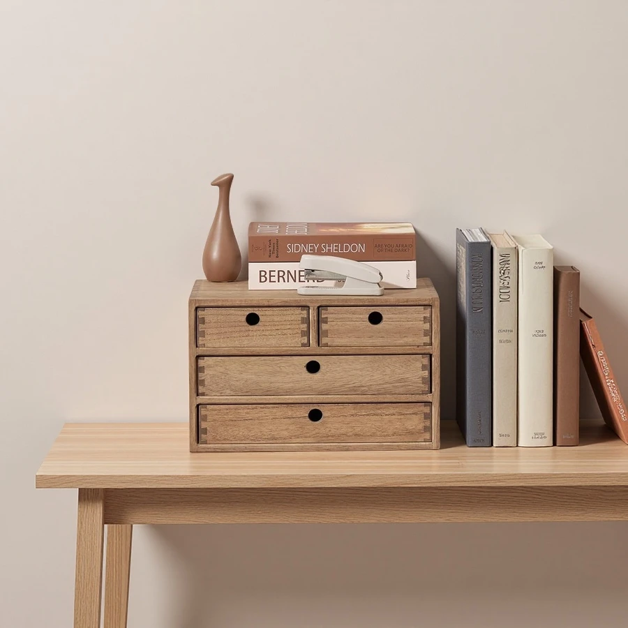 Wholesale Wood Desktop Storage Cabinet Office Supplies Wooden Storage Box with Drawers