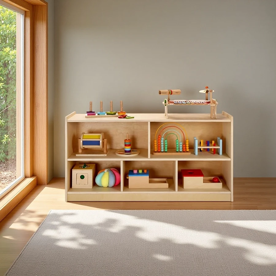 Wholesale Wooden Storage Cabinet, Montessori Bookshelf, Kids Toy Storage Organizer Book Shelf