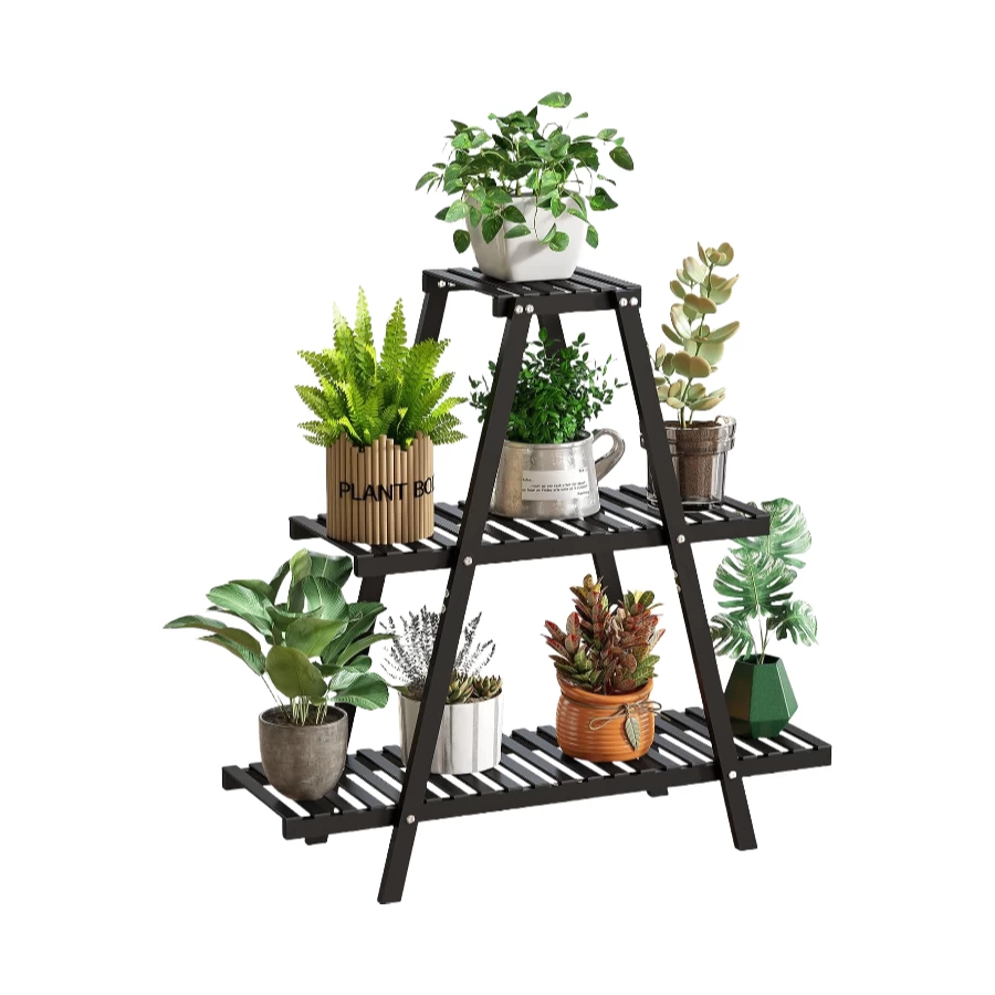 China Wholesale Bamboo Plant Stand Indoor Plant Shelf, 3 Tiers Ladder Plant Holder Flower Stand manufacturer